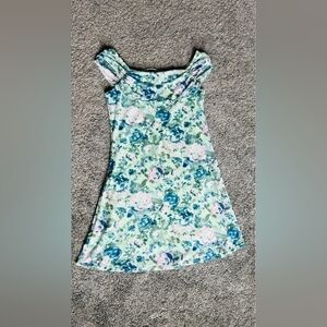 Girls' Floral Off-Shoulder Dress - Mint Green